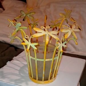 Yellow Dragonfly Candle Holder